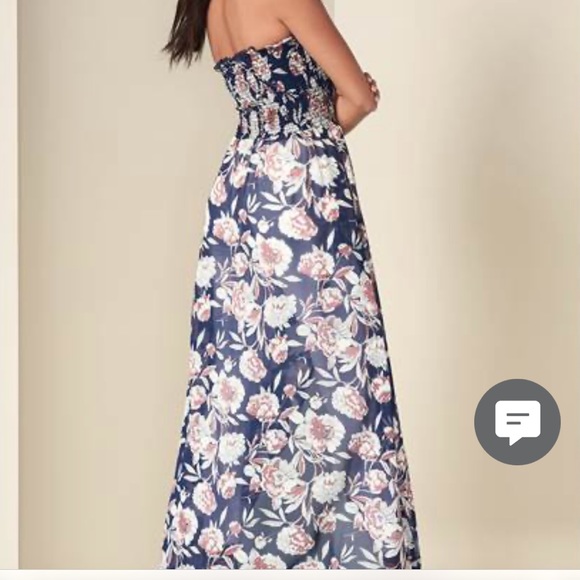 Smocked Floral High-Low Top brand new color Navy multi - Picture 2 of 6